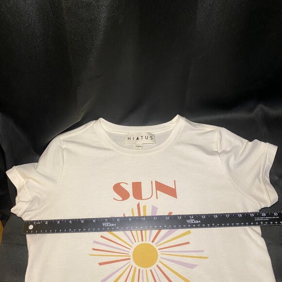 Hiatus Sun Daze Tee Shirt Womens MP Beige Rust Yellow Lavender Graphic Boho EUC - Picture 6 of 8
